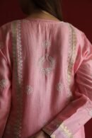 Chanderi Daraz Applique Chikankari Mukaish Kurta Dupatta Set
