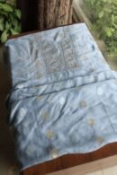 Silk Blue Banarasi Zari Chanderi Unstitched Chikankari Fabrics