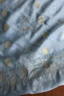 Silk Blue Banarasi Zari Chanderi Unstitched Chikankari Fabrics