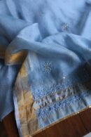 Silk Blue Banarasi Zari Chanderi Unstitched Chikankari Fabrics