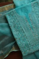 Green Paper Tussar Resham Chikankari Unstitched Kurta Dupatta Set