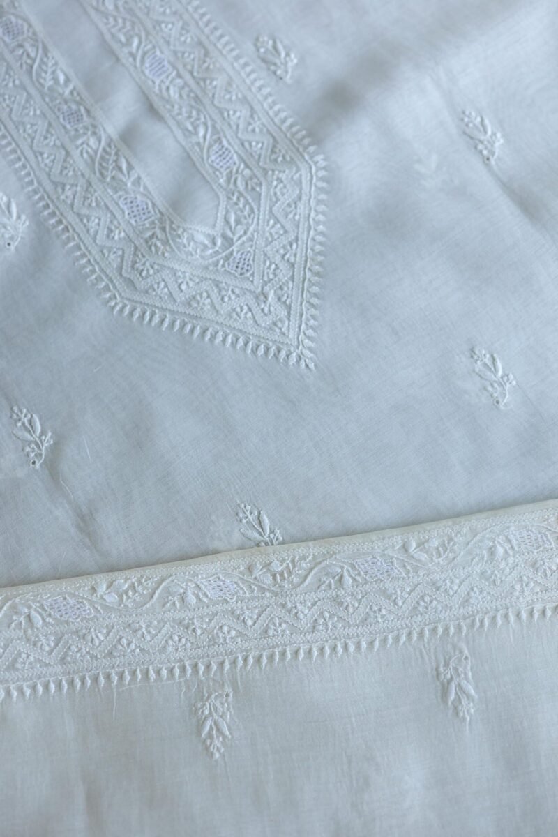 Fine Work Chikankari Chanderi Unstitched Men's Kurtas Fabrics