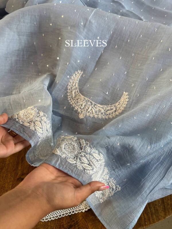 Powder Blue | Crescent Chandbala Chikankari Fabrics - Image 8