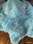 Ice Blue Noor Organza Cutwork Chikankari Saree