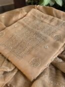 Beige Handloom Kota Chikankari With Mirror Work Unstitched Kurta Dupatta Set