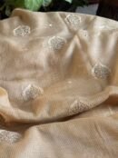 Beige Handloom Kota Chikankari With Mirror Work Unstitched Kurta Dupatta Set