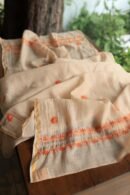 Beige Mal Chanderi Chikankari Unstitched Kurta Dupatta Fabrics With Kamdani