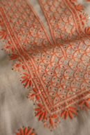 Beige Mal Chanderi Chikankari Unstitched Kurta Dupatta Fabrics With Kamdani
