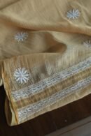 Beige Mal Cotton Chikankari Unstitched Kurta Dupatta Fabrics With Kamdani