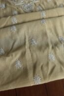 Beige Mal Cotton Chikankari Unstitched Kurta Dupatta Fabrics With Kamdani