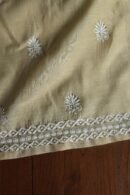 Beige Mal Cotton Chikankari Unstitched Kurta Dupatta Fabrics With Kamdani