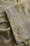 Beige Mal Cotton Chikankari Unstitched Kurta Dupatta Fabrics With Kamdani