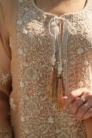 Beige Noor Organza Silk Chikankari Straight Cut Kurta Dupatta Set