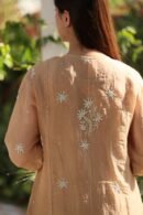 Beige Noor Organza Silk Chikankari Straight Cut Kurta Dupatta Set