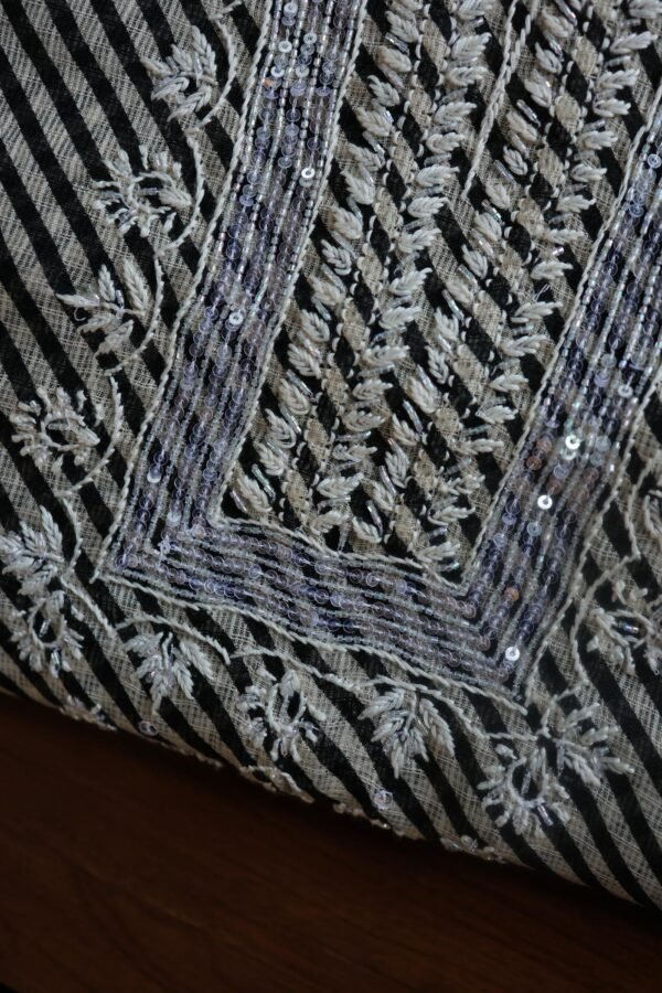Black Kota Cotton Chikankari Unstitched Kurta Fabrics - Image 2