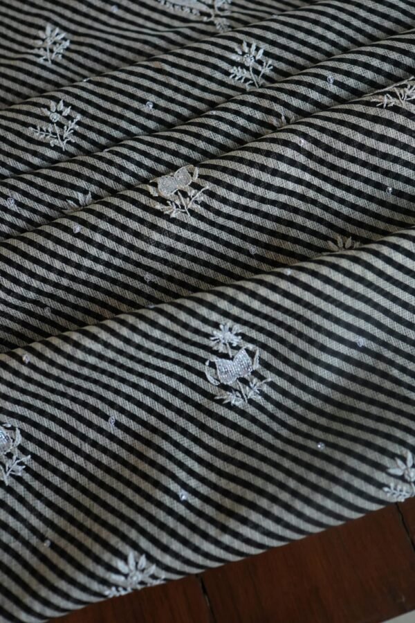 Black Kota Cotton Chikankari Unstitched Kurta Fabrics - Image 6