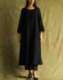 Black Mal Chanderi Pearl Work Chikankari Anarkali With Dupatta