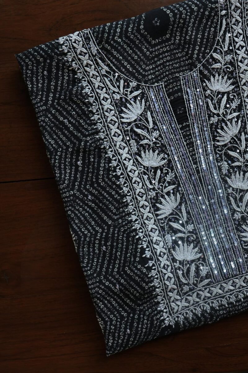 Black Muslin Chikankari Kurta Fabrics
