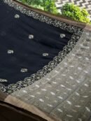 Black Silk Gheecha Palla Kota Chikankari Saree