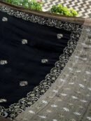 Black Silk Gheecha Palla Kota Chikankari Saree