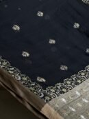 Black Silk Gheecha Palla Kota Chikankari Saree