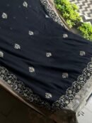 Black Silk Gheecha Palla Kota Chikankari Saree