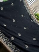 Black Silk Gheecha Palla Kota Chikankari Saree