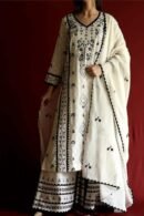 Black & White Applique Work With Fine Chikankari Ready to Wear Kurta