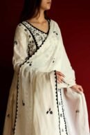 Black & White Applique Work With Fine Chikankari Ready to Wear Kurta
