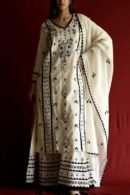 Black & White Applique Work With Fine Chikankari Ready to Wear Kurta