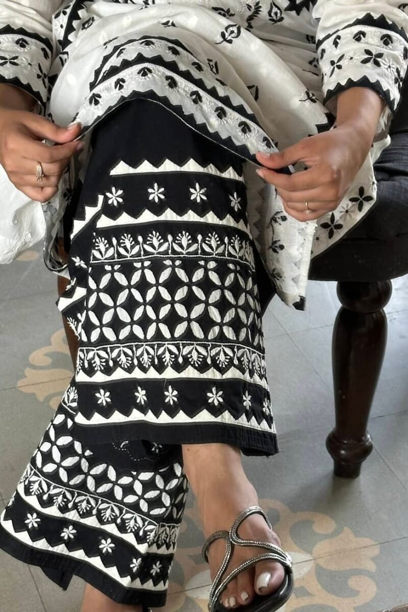 Black & White Daraz Chikankari Palazzo