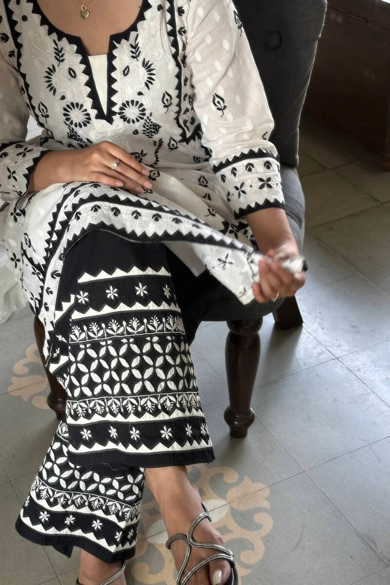 Black & White Daraz Chikankari Palazzo