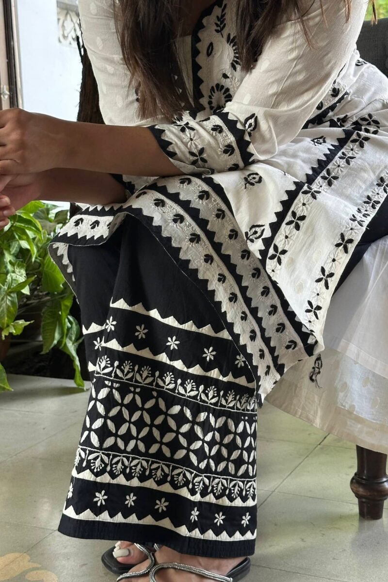 Black & White Daraz Chikankari Palazzo