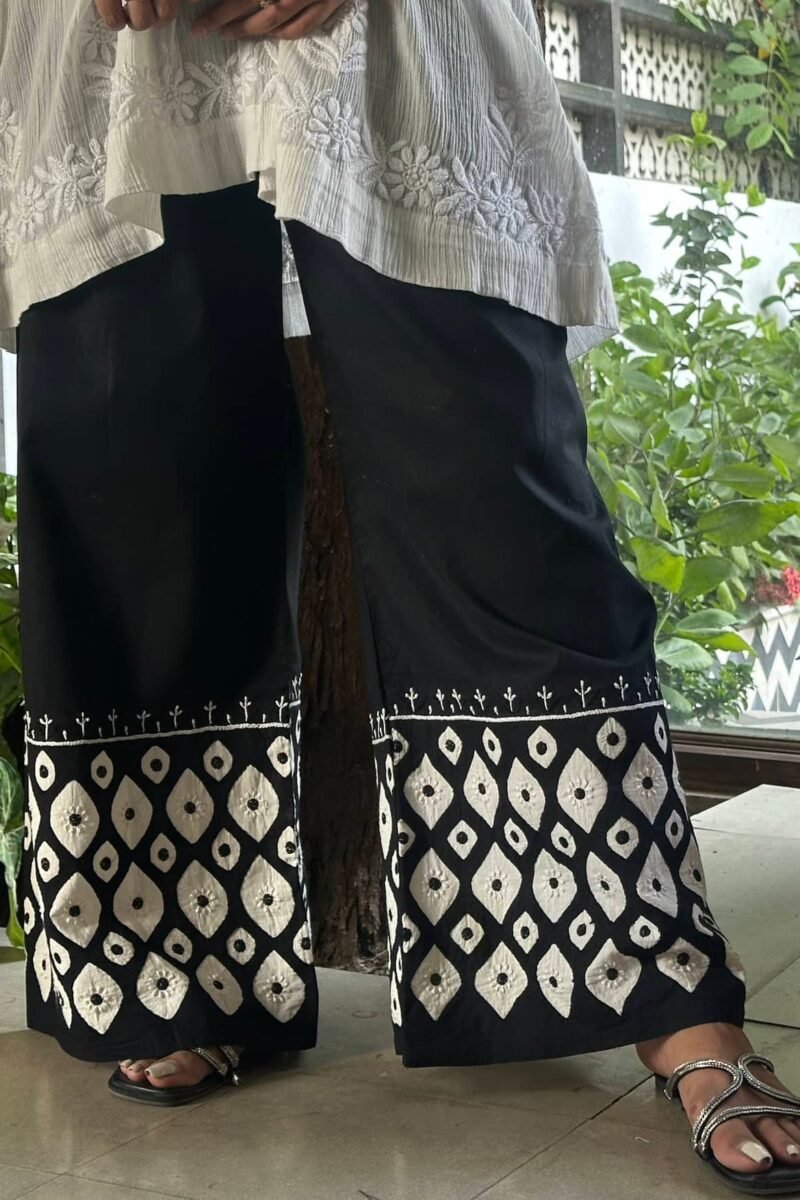 Black & White Daraz Chikankari Palazzo Pants