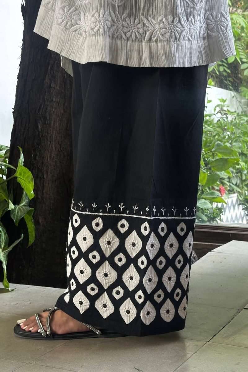 Black & White Daraz Chikankari Palazzo Pants