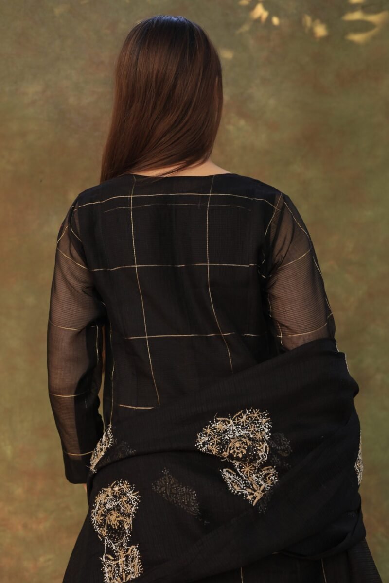 Black Zari Kota Ready to Wear Kurta Set