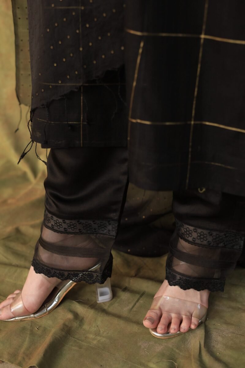Black Zari Kota Ready to Wear Kurta Set