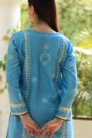 Chanderi Daraz Applique Chikankari Mukaish Kurta Dupatta Set