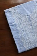 Powder Blue Cotton Chikankari Unstitched Kurta Fabrics