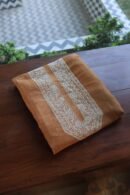 Orange Linen Chikankari Unstitched Men's Kurta Fabric