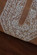 Orange Linen Chikankari Unstitched Men's Kurta Fabric
