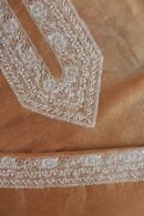 Orange Linen Chikankari Unstitched Men's Kurta Fabric