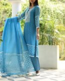 Blue Mukaish Kamdani Noor Organza Chikankari Kurta Set