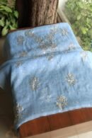 Blue Noor Organza Silk Mukaish Badla Unstitched Kurta Dupatta Set