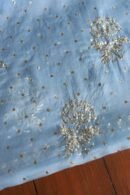 Blue Noor Organza Silk Mukaish Badla Unstitched Kurta Dupatta Set