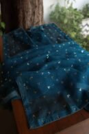 Blue Noor Organza Silk Mukaish Badla Unstitched Kurta Dupatta Set