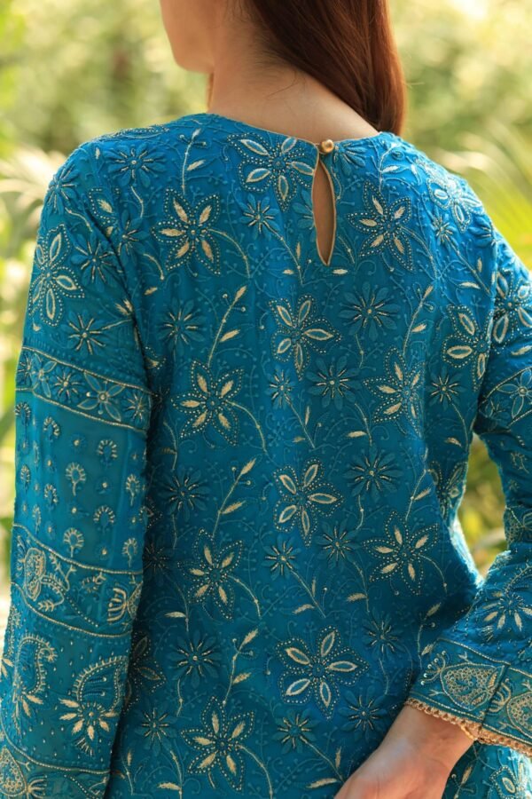 Pure Georgette Chikankari Ari Work Sharara Set - Image 15