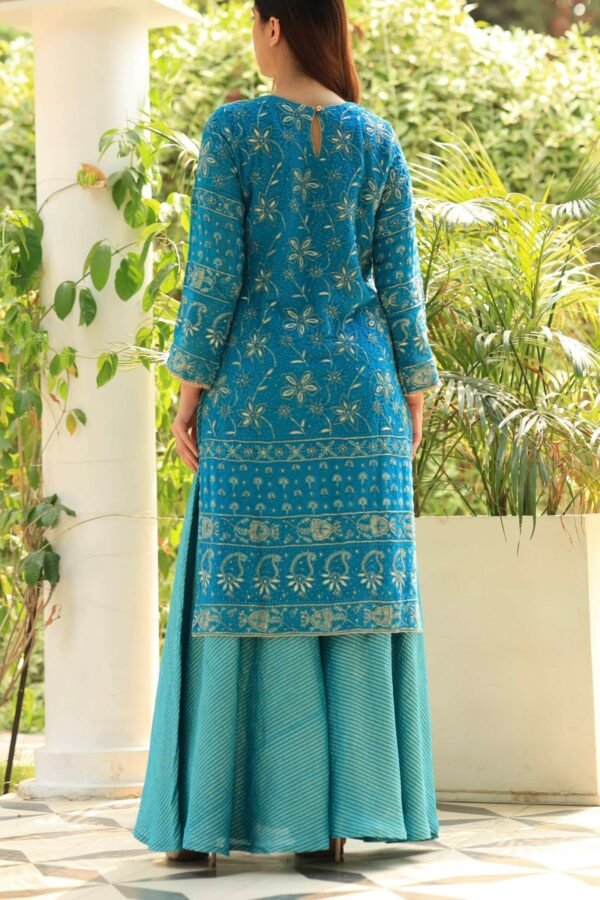 Pure Georgette Chikankari Ari Work Sharara Set - Image 17