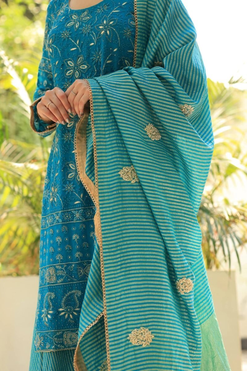 Pure Georgette Chikankari Ari Work Sharara Set