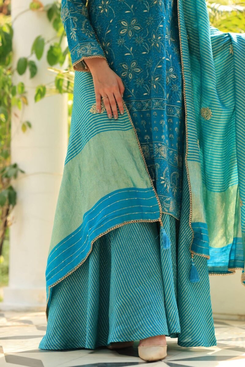 Pure Georgette Chikankari Ari Work Sharara Set